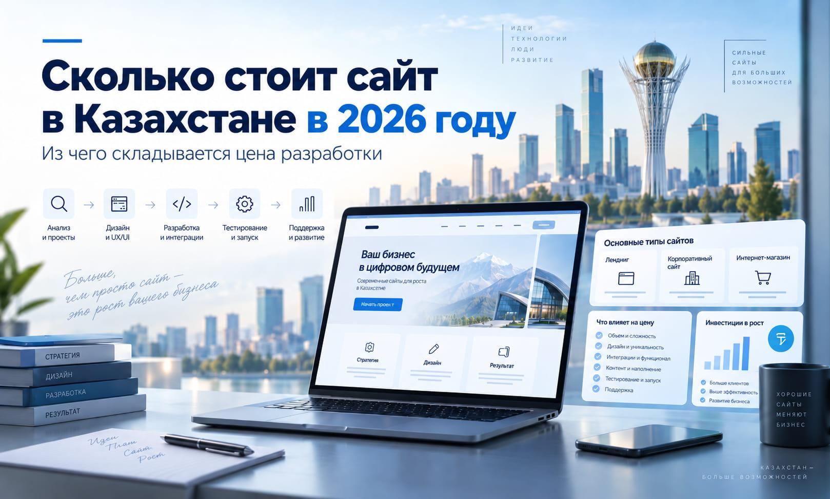 Сколько стоит сайт в Казахстане в 2026 году: цены и расчёт стоимости